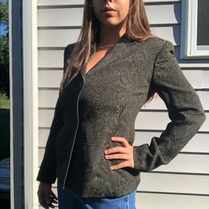 vintage olive + black floral blazer